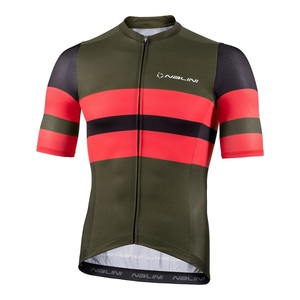 חולצה לרכיבת אופניים לגברים LINEAR JERSEY ירוק עמוק-כתום טכנית אלסטית ומנדפת מאוד