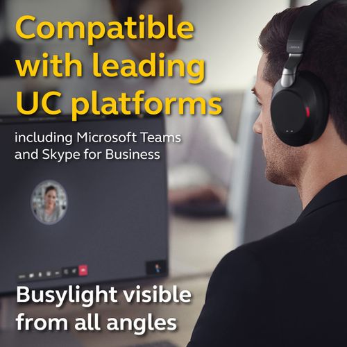 אוזניות אלחוטיות Jabra Evolve2 85, Link380c MS Stereo Black Type-C