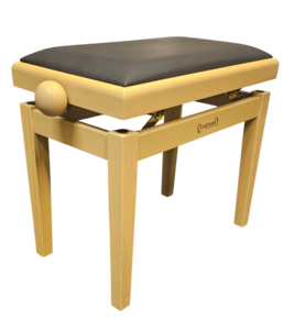 כסא פסנתר מתכוונן מט בצבע אלון OAK עם מושב בצבע שחור PB-18 מבית Legrand