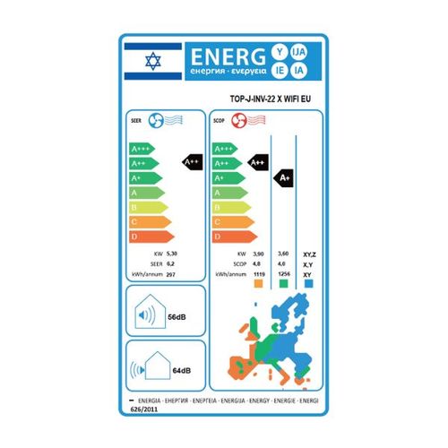 מזגן עילי Tornado TOP J-INV-22X WIFI EU 18,084Btu