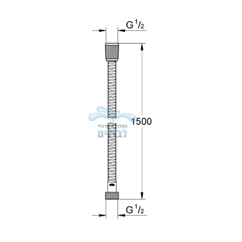 צינור מזלף לערכת מקלחת גרואה Relexaflex Metal Long-Life 28143000  ספירלה כפולה | 150 ס