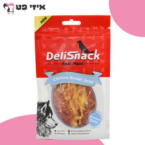 חטיף דליסנק חזה עוף מיובש לכלב 80 גרם DeliSnack