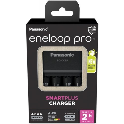 מטען מהיר Panasonic ו-4 סוללות נטענות eneloop pro AA 2500mAh Hahnel