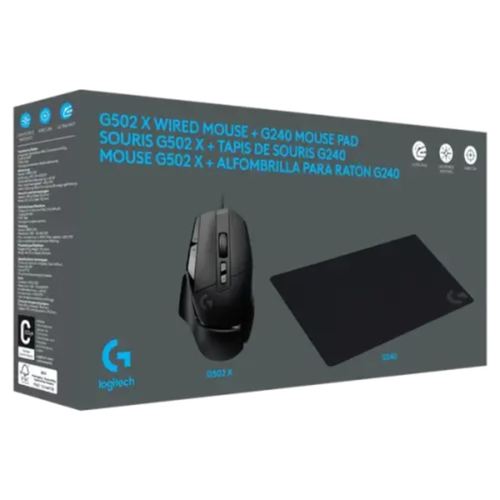 עכבר+משטח עכבר LOGITECH GAMING G502X G240