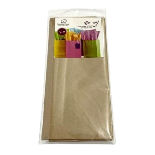 נייר משי לאריזה צבע חום קראפט 10 דפים בחבילה 
