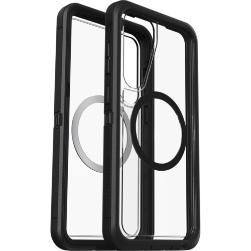 כיסוי לאייפון S25 plus תומך MagSafe שחור שקוף OtterBox Defender XT