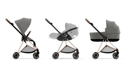 עגלת תינוק משולבת 3 חלקים מיוס Mios 3 - אמבטיה+טיולון+סלקל בצבע שחור