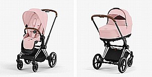 עגלת תינוק פריאם Priam 4 ורוד- Cybex- peach pink