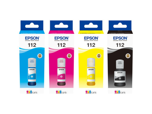 4 מיכלי דיו מקוריים EPSON EcoTank 112