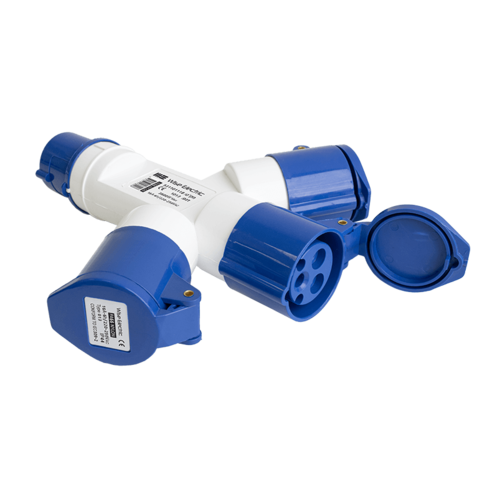 מפצל סיקון תעשייתי CEE 3x16A זכר ל-3 נקבות – פתרון עוצמתי לחשמל תעשייתי