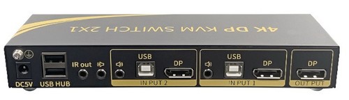 קופסת מיתוג KVM מ-2 מחשבים לעמדת עבודה אחת עם 2 מסכים DP+HDMI