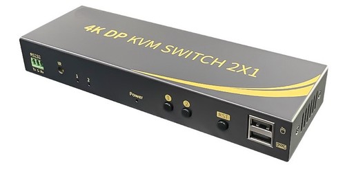 קופסת מיתוג KVM מ-2 מחשבים לעמדת עבודה אחת עם 2 מסכים DP+HDMI