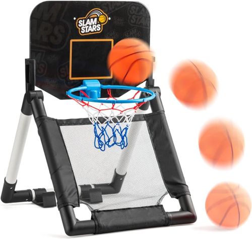 לוח כדורסל מתקפל להעמדה על שולחן / רצפה או תליה על הדלת עם כדור ומשאבת ניפוח
