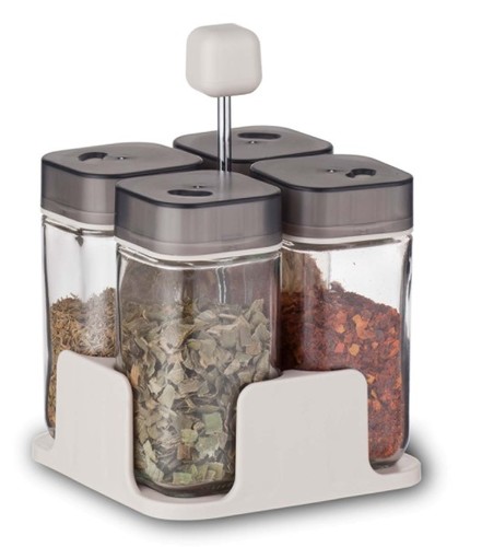 מארז 4 צנצנות תבלינים ומעמד