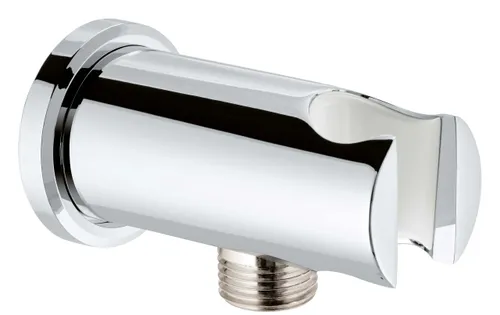 נקודת מים עגולה עם מתלה RAINSHOWER מבית גרואה בגימור ניקל כרום.
