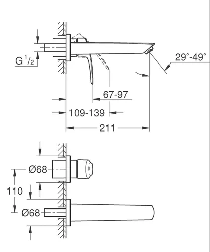 ברז קיר אינטרפוץ שחור גרואה Eurosmart M 293382433.