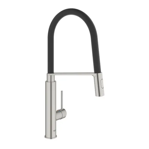 ברז מטבח נשלף CONCETTO 31491DC0 מבית Grohe בגימור ניקל מוברש ושחור.