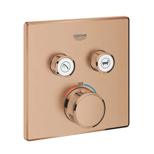 כיסוי 4 דרך SMARTCONTROL מבית גרואה Grohe אינטרפוץ 4 דרך למקלחת בגימור רוז גולד.