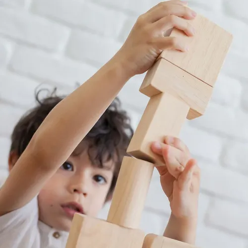50 קוביות עץ טבעי גדולות של  PLAN TOYSתיבת נח פעילות יצירה צביעה משחקים לנסיעות דמיון מטבח צעצועי עץ איכות חשיבה משחקי התפתחות תינוקות דמיון מריונטה אאוריקה מקופלת טויסים ענטל עדינות