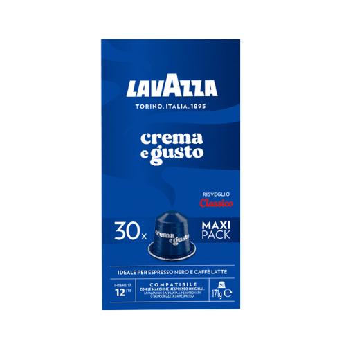 30 קפסולות לוואצה קרמה א גוסטו קלאסיקו Lavazza Crema e Gusto Classico לנספרסו