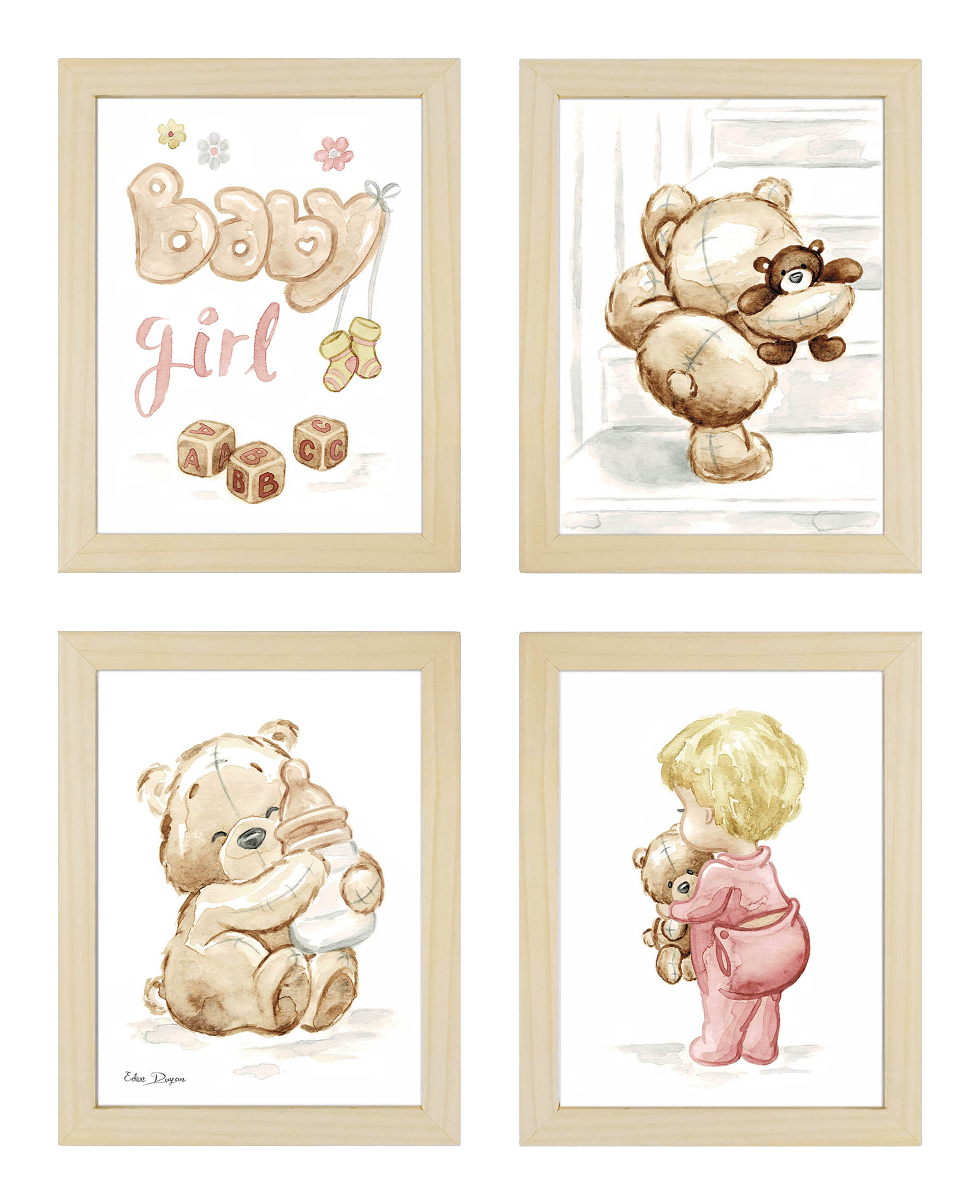 סט רביעיית ציורי Baby girl 