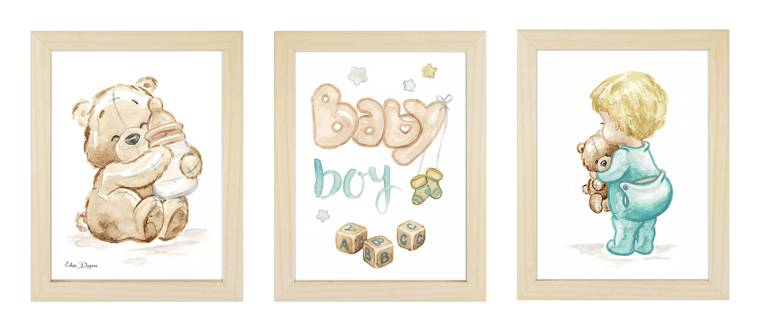 סט שלישיית ציורי Baby boy 