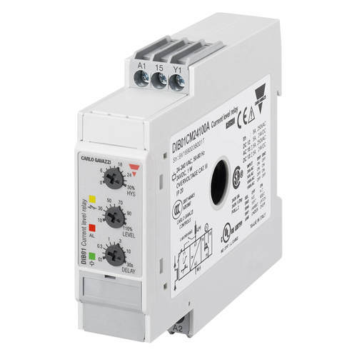 DIB-01CM – ממסר הגנת זרם גבוה או נמוך עד 100A AC, לפס דין. יציאת ממסר