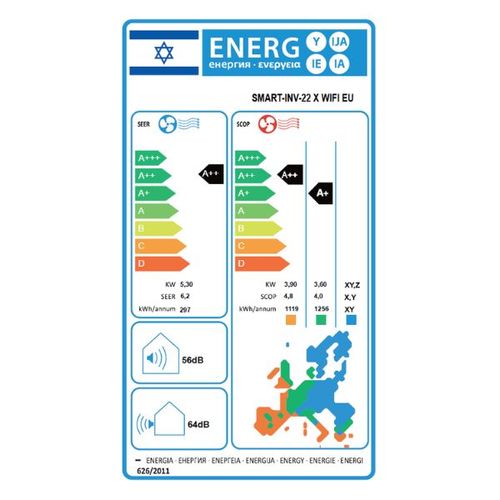 מזגן עילי Tornado SMART-INV-22 X WIFI EU 18,084Btu