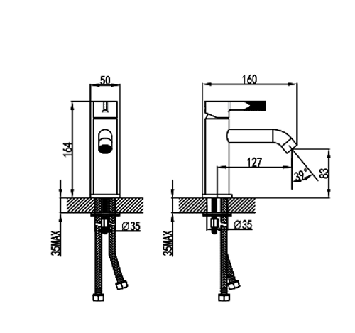 ברז לכיור רחצה פייה קצרה צבע רוז גולד 54802554 סדרת אופל מדגל