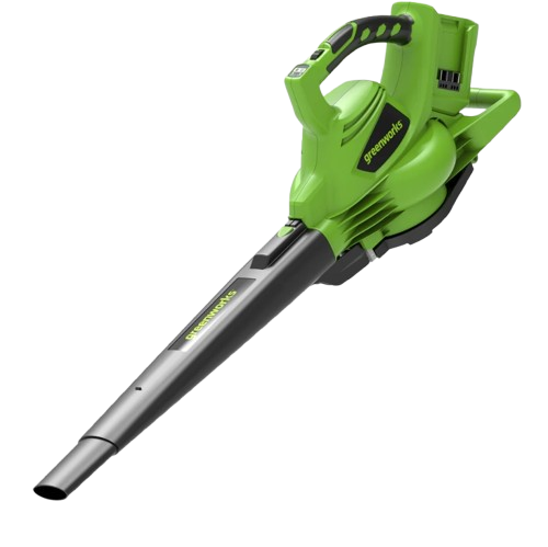 מפוח ושואב עלים נטען GREENWORKS 48V דגם GD24X2BV עם מנוע Brushless, מהירות 322 קמ