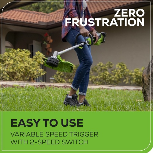חרמש קוצץ קנטים נטען GREENWORKS 48V Brushless דגם 99532-2 עם רוחב חיתוך 33 ס