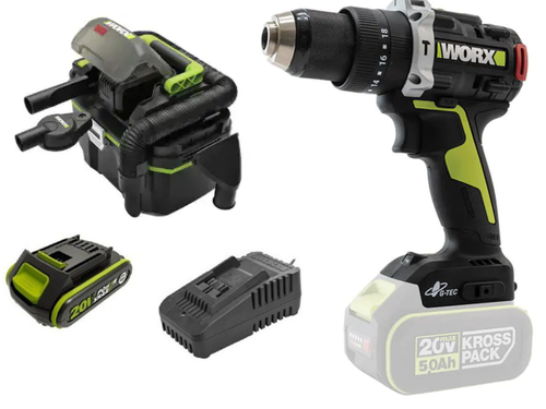 מברגה + שואב אבק נטען יבש/רטוב WORX 20V