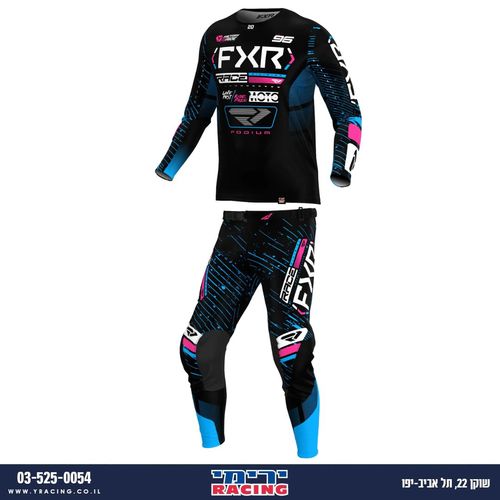 חליפת רכיבה FXR PODIUM V25 שחור\כחול\ורוד
