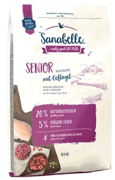 Sanabelle סנאבל מזון יבש לחתול מבוגר מגיל 8 ומעלה על בסיס עוף 2 ק"ג