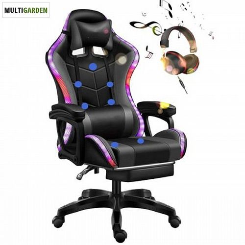 כיסא גיימינג לד + רמקולי בלוטוס + הדום
