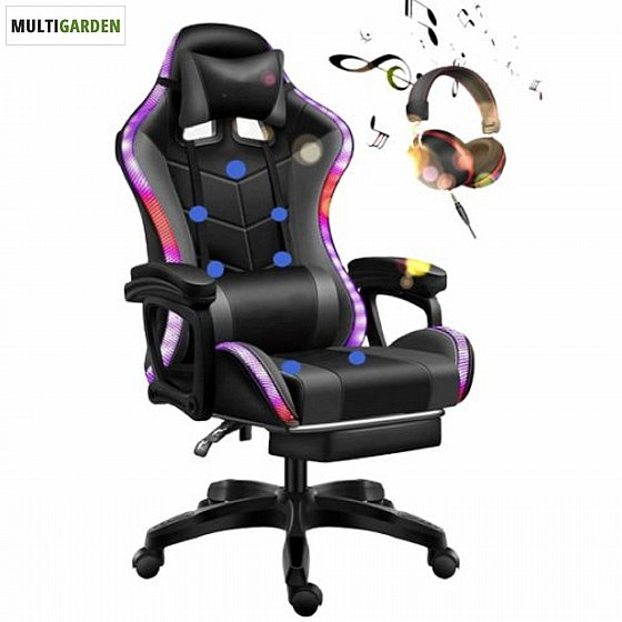 כיסא גיימינג לד + רמקולי בלוטוס + הדום