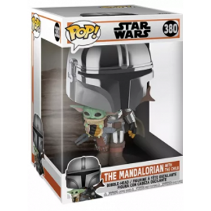 Mandalorian with The Child - 10" & Chrome Funko Pop! 380 בובת פופ