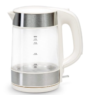 קומקום זכוכית 1.7 ליטר לבן אלקטרו חנן