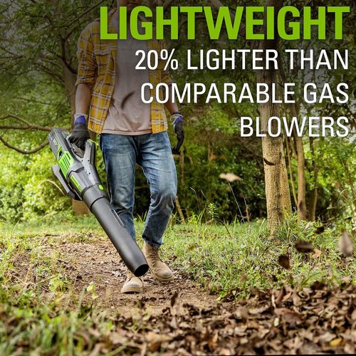 מפוח עלים נטען GREENWORKS 80V PRO דגם 99558 עם עיצוב מאוזן חדש ומהירות אוויר 233 קמ