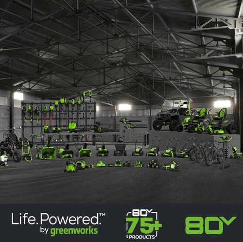 מטען כפול מהיר GREENWORKS 80V דגם 99559 עם שני תאי טעינה, מאוורר מובנה וחיווי LED