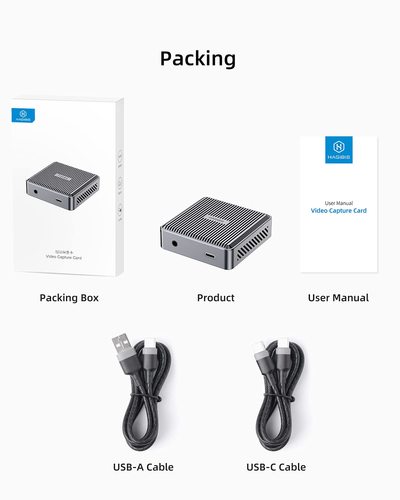 לוכד וידאו Hagibis HDMI Capture Card Type C + 3.5mm 4K/1080p