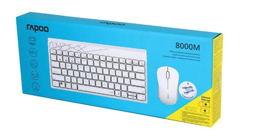 סט מולטימדיה 2.4G + BT עברית/אנגלית לבן RAPOO 8000MW