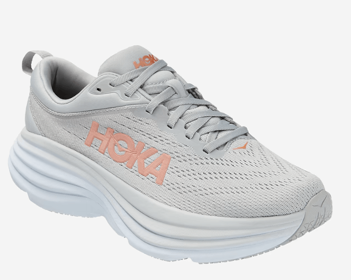  נעלי ספורט נשים הוקה בונדי 8 רחבות בצבע אפרפר/כתום HOKA Bondi 8 Wide