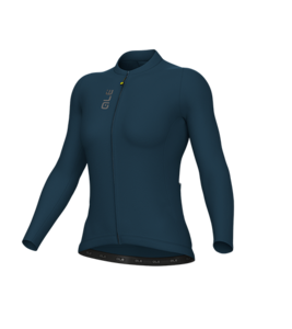 חולצה ארוכה קייצית לרכיבת אופניים לנשים PRAGMA COLOR BLOCK LONG SLEEVE LADY JERSEY כחול כהה טכנית אלסטית דקה ומאווררת מסננת קרינה