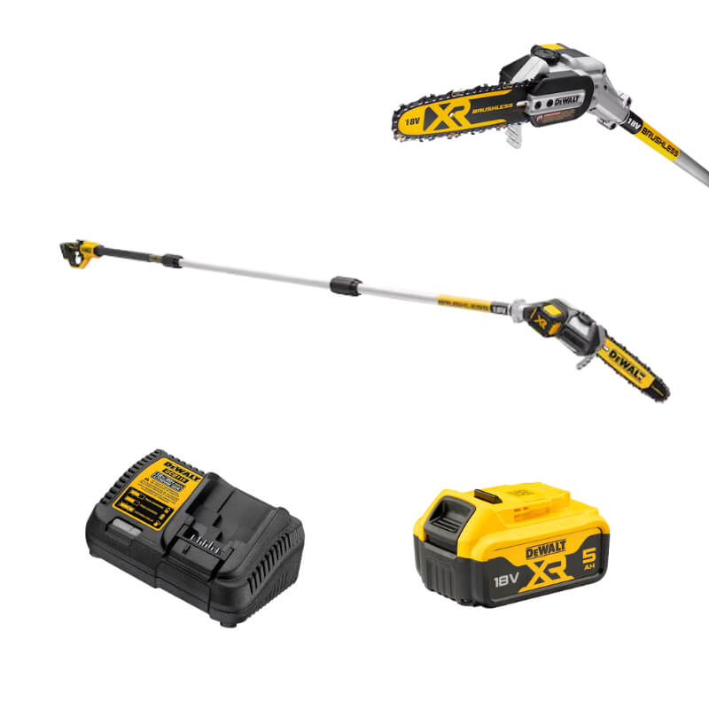 סט מסור שרשרת טלוסקופי נטען 18V כולל סוללה ומטען דגם DCMPS567P1 דיוולט Dewalt