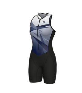 חליפת טריאתלון נשים ללא שרוולים TRIATHLON HORIZON LADY SUIT שחור-כחול אלסטית טכנית אוורירית ומנדפת מאוד
