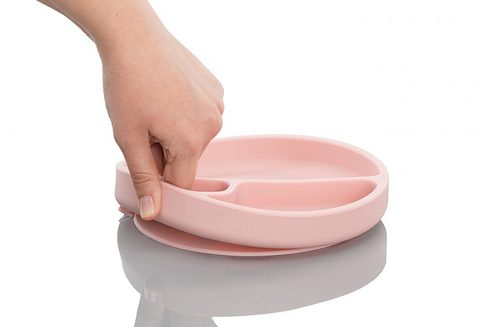 צלחת סיליקון ורודה Minikoioi