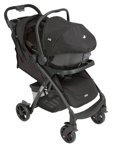 סט עגלת טיולון מגיל לידה i-Muze lX עם סלקל, מגש תינוק, מגש הורה - שחור