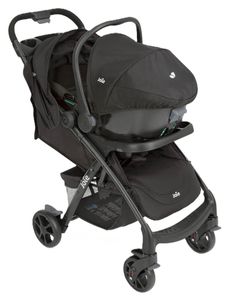 סט עגלת טיולון מגיל לידה i-Muze lX עם סלקל, מגש תינוק, מגש הורה - שחור