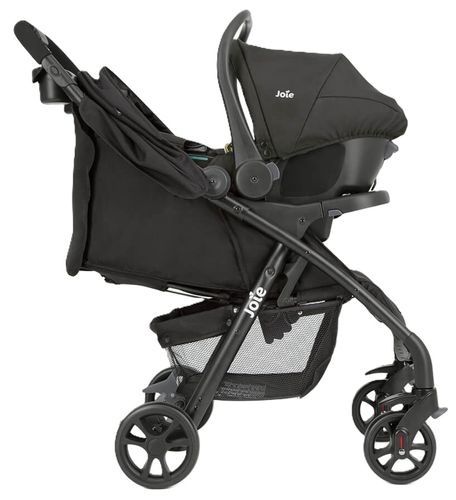 סט עגלת טיולון מגיל לידה i-Muze lX עם סלקל, מגש תינוק, מגש הורה - שחור